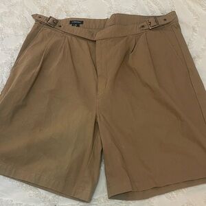 J. Peterman Tan Side-Buckle Pleated Men's Shorts
